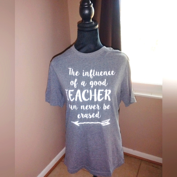 George Tops - 🩶🤍 NWOT George Womens Small Quote Short-Sleeved TShirt Sheer Lightweight Teach